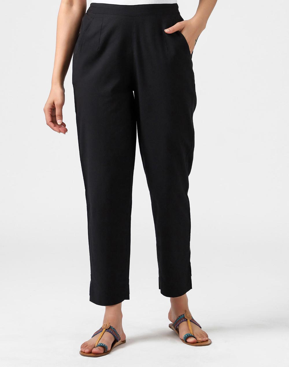 Cotton Cambric Tapered Cropped Pants
