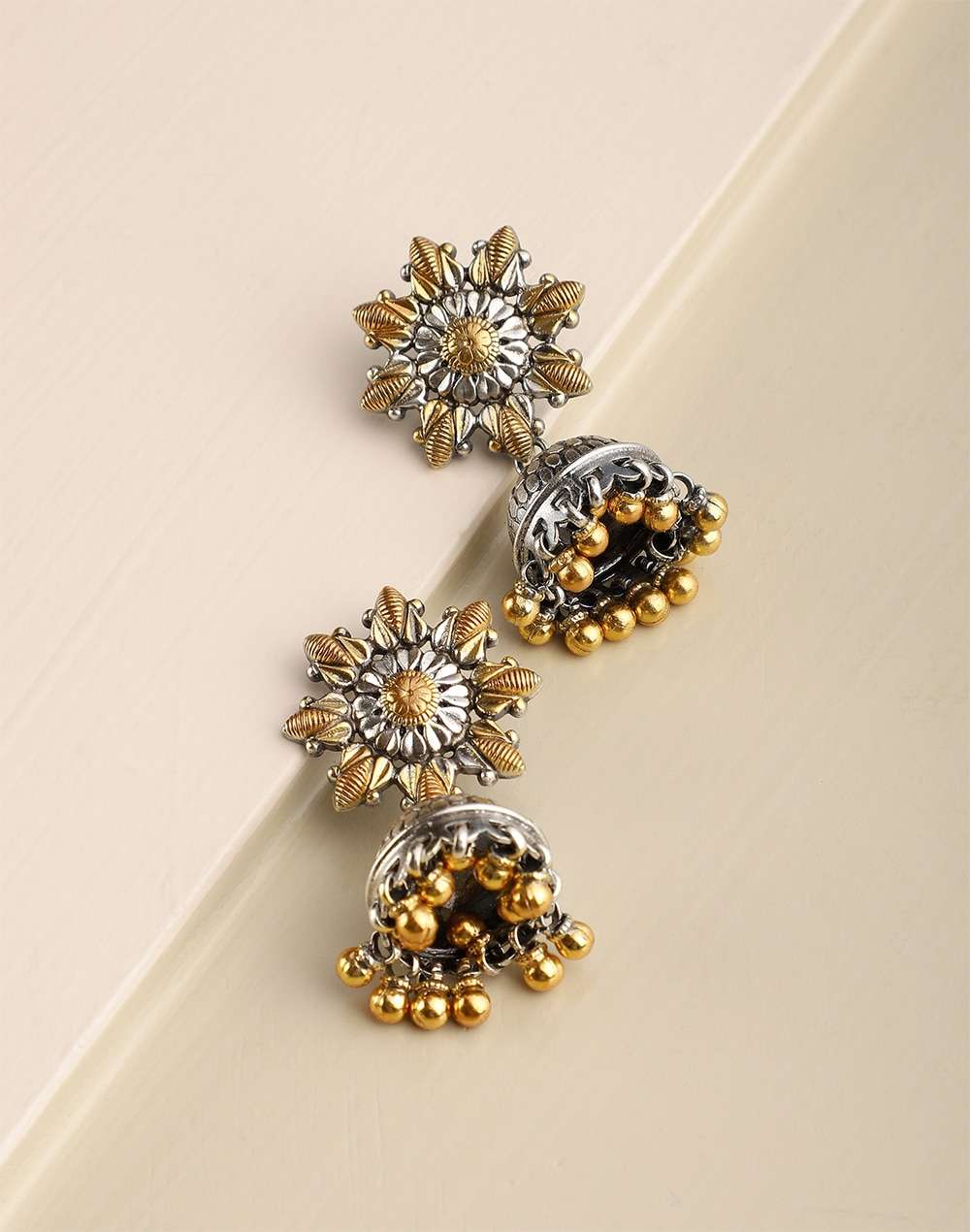 Silver Ethnic Jhumka Earrings