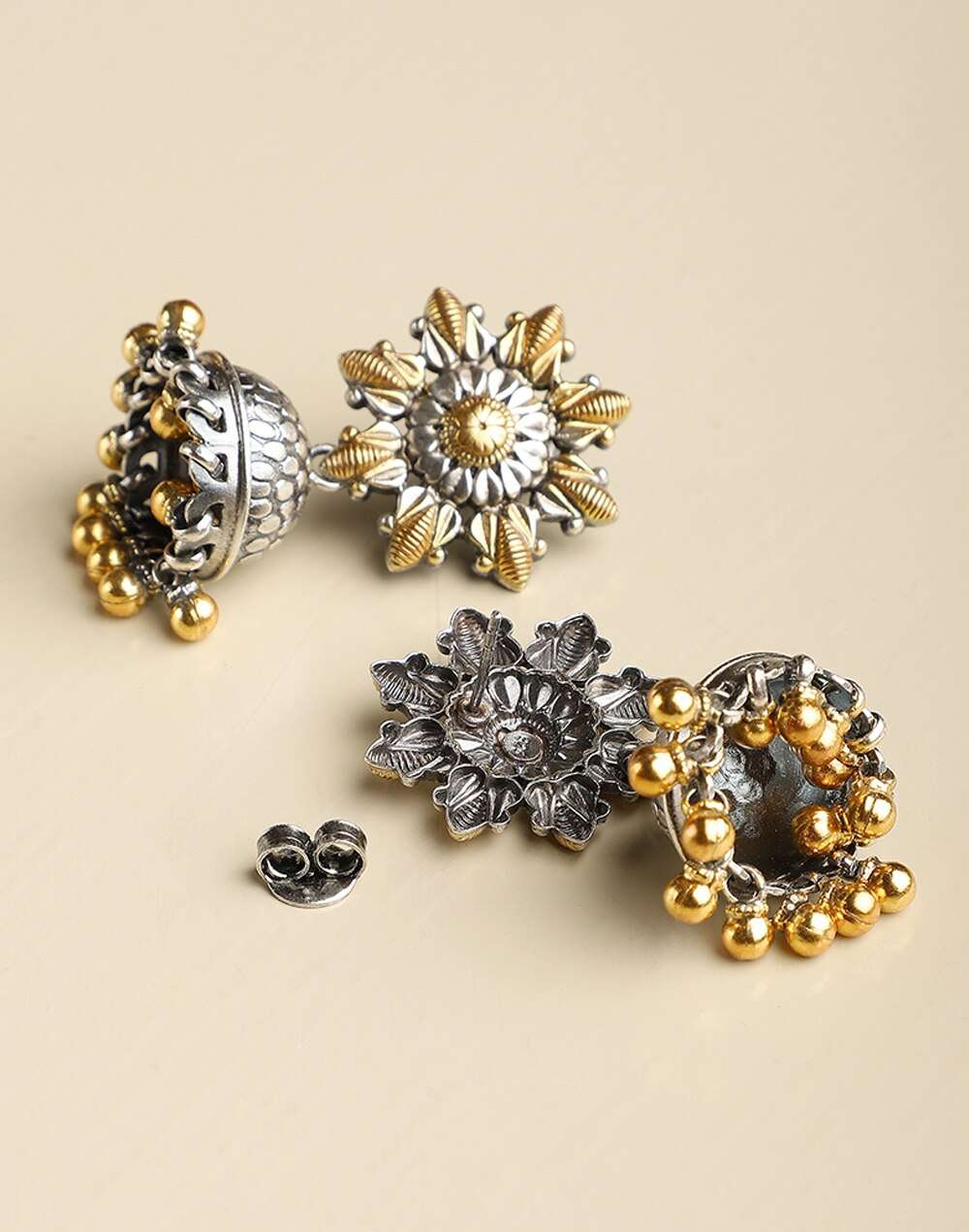Silver Ethnic Jhumka Earrings