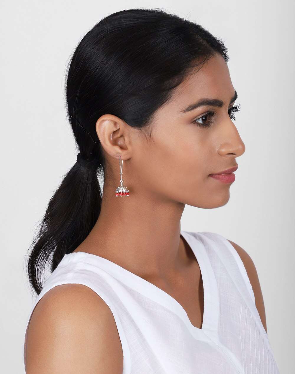 Silver Ethnic Jhumka Earrings