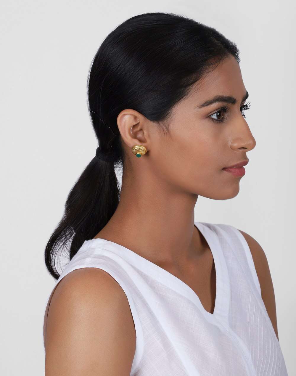 Silver Ethnic Stud Earrings