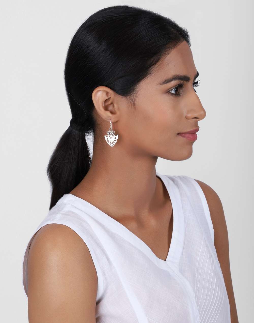 Silver Ethnic Dangler Earrings