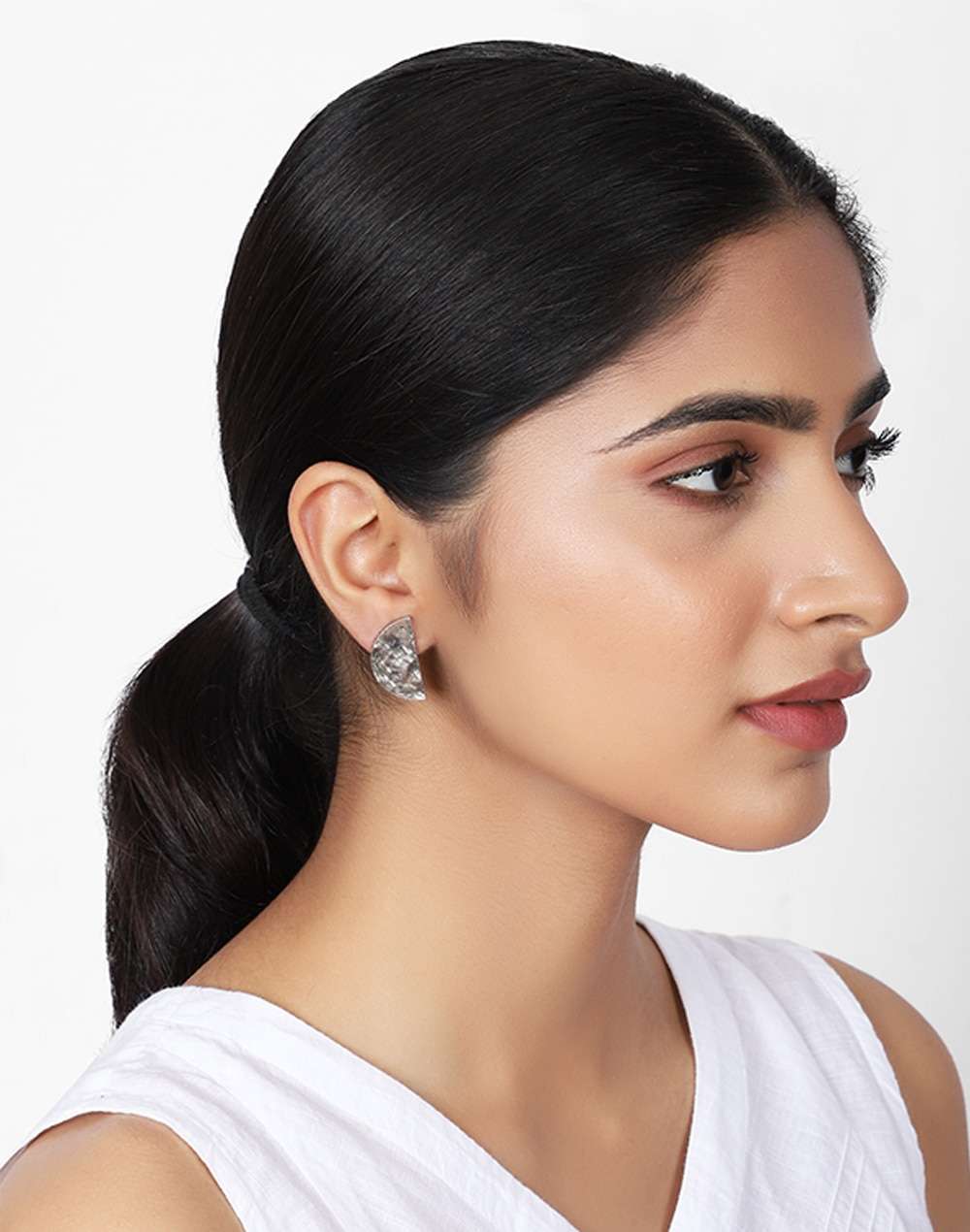 Silver Ethnic Stud Earrings