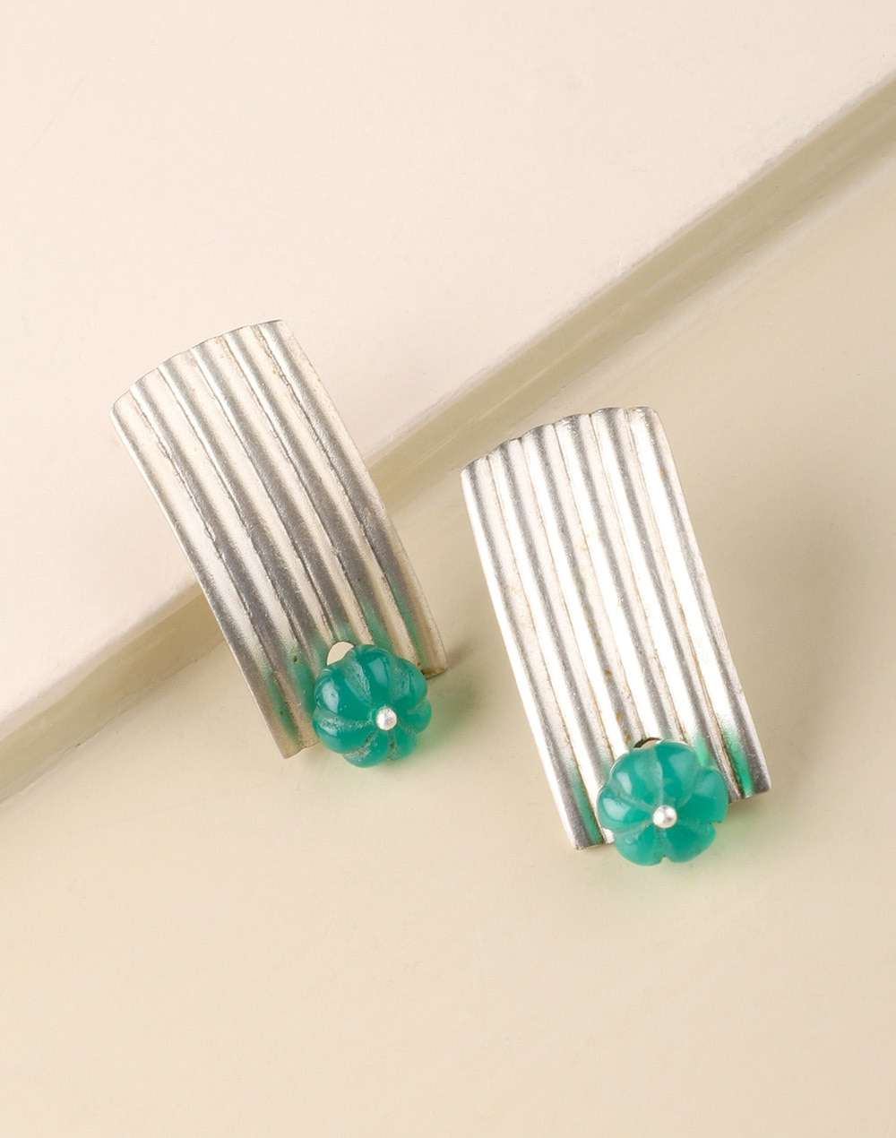 Silver Ethnic Stud Earrings