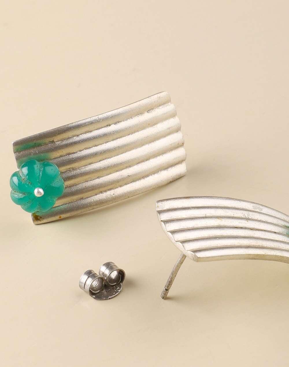 Silver Ethnic Stud Earrings