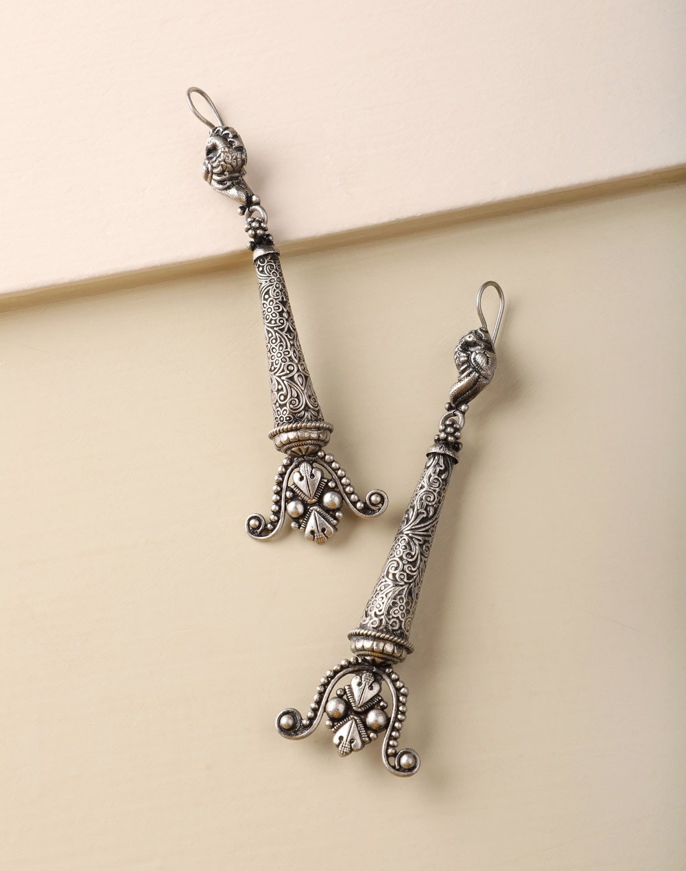 Silver Ethnic Dangler Earrings