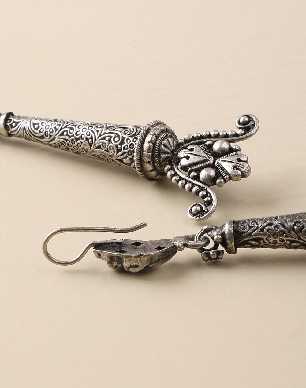 Silver Ethnic Dangler Earrings
