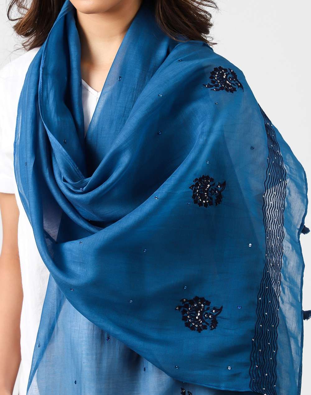 Cotton Silk Embroidered Stole