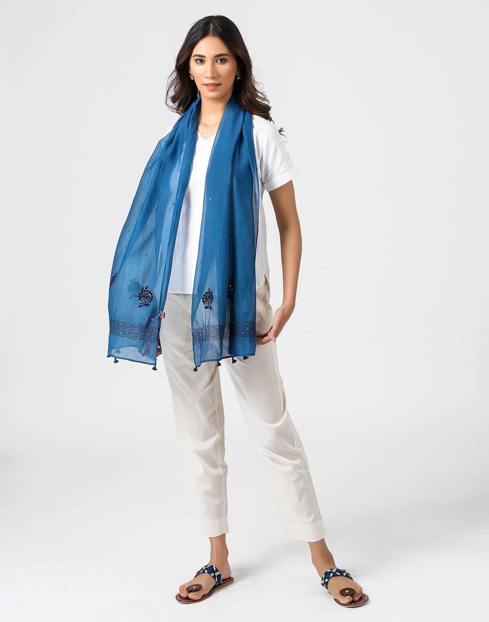 Cotton Silk Embroidered Stole
