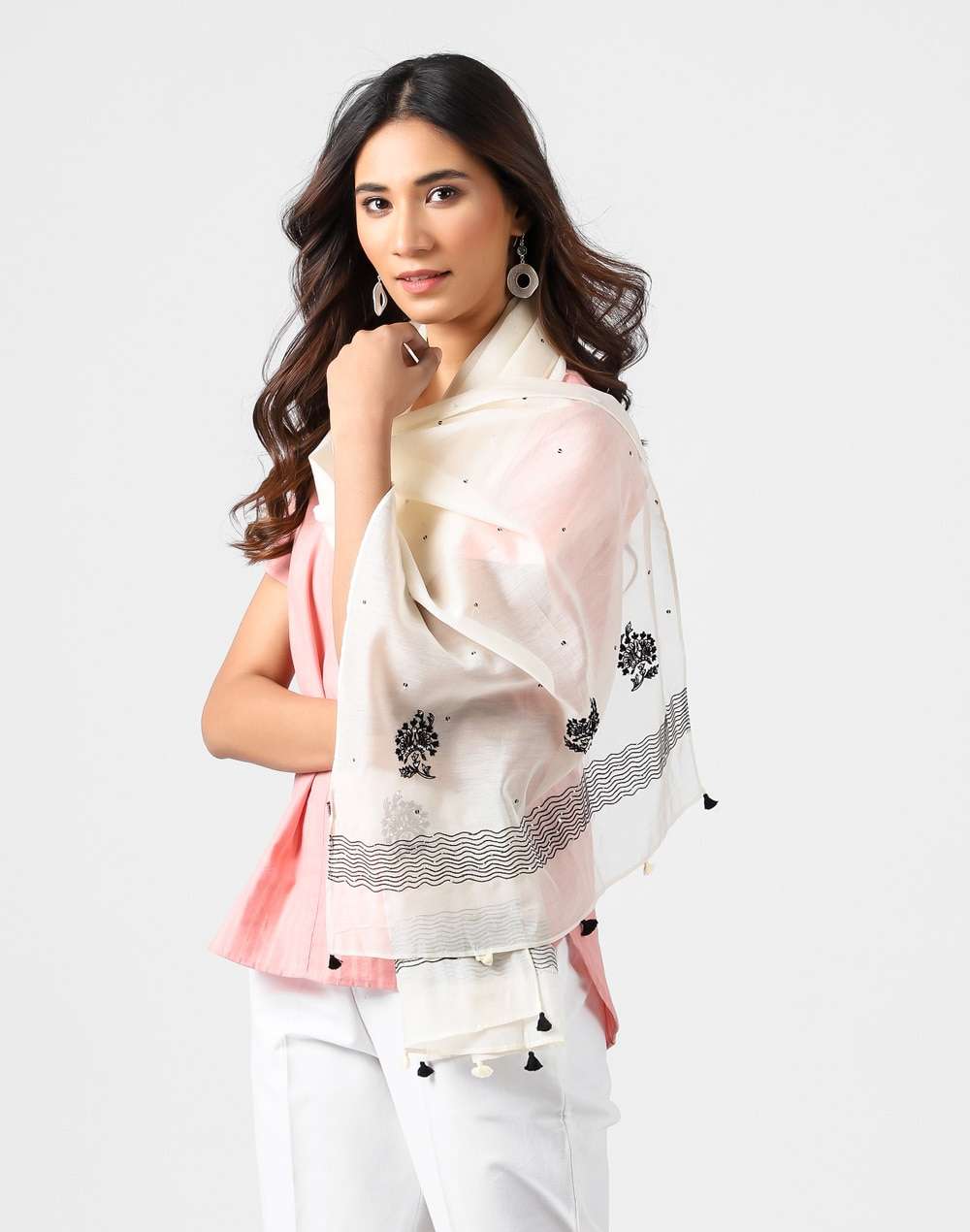 Cotton Silk Embroidered Stole