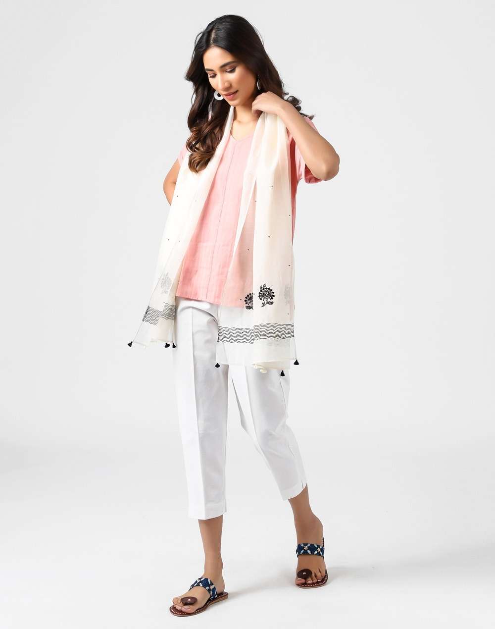 Cotton Silk Embroidered Stole