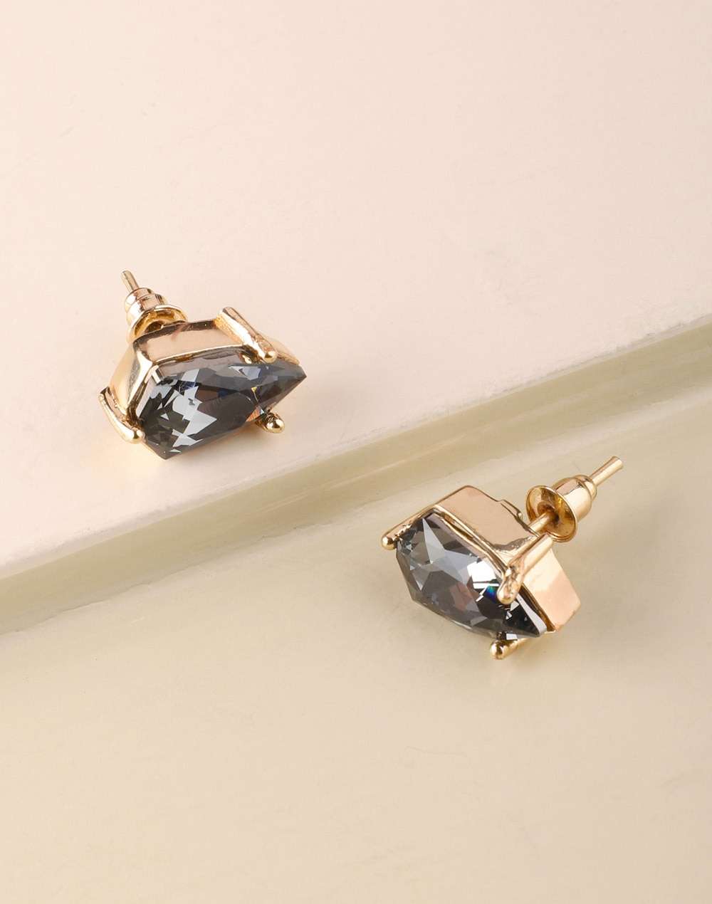 Metal Grey Ethnic Stud Earrings