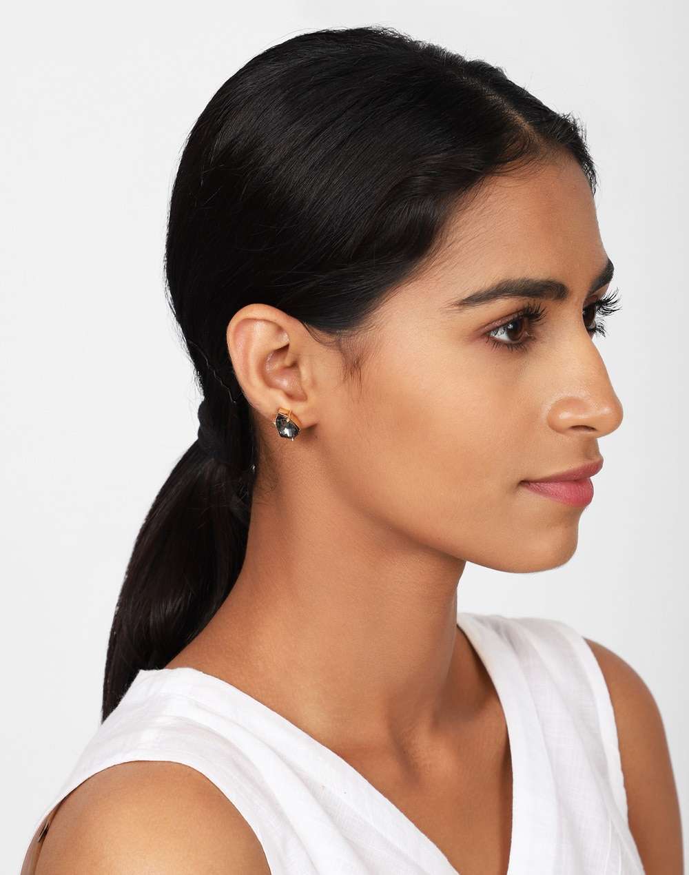 Metal Grey Ethnic Stud Earrings