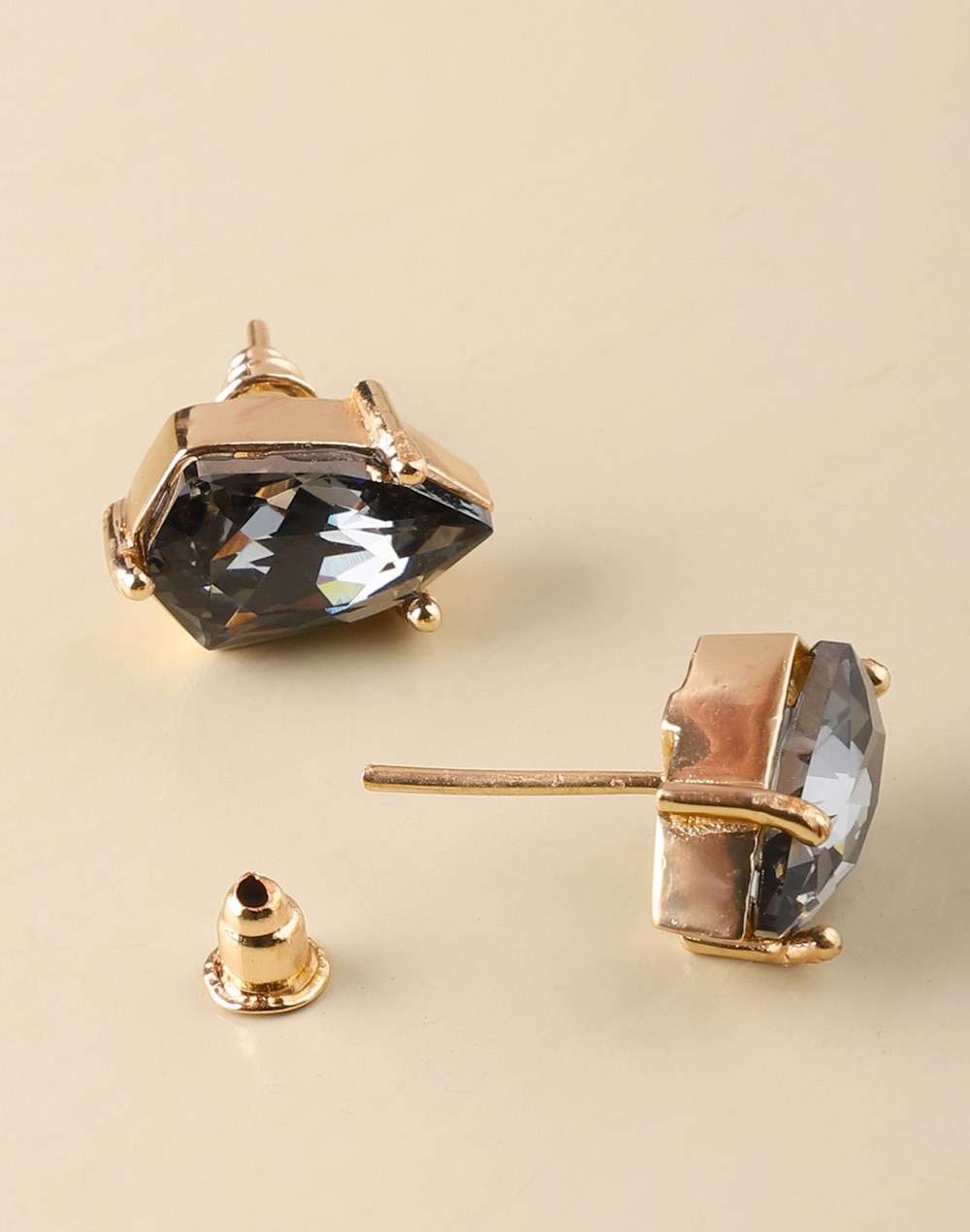 Metal Grey Ethnic Stud Earrings