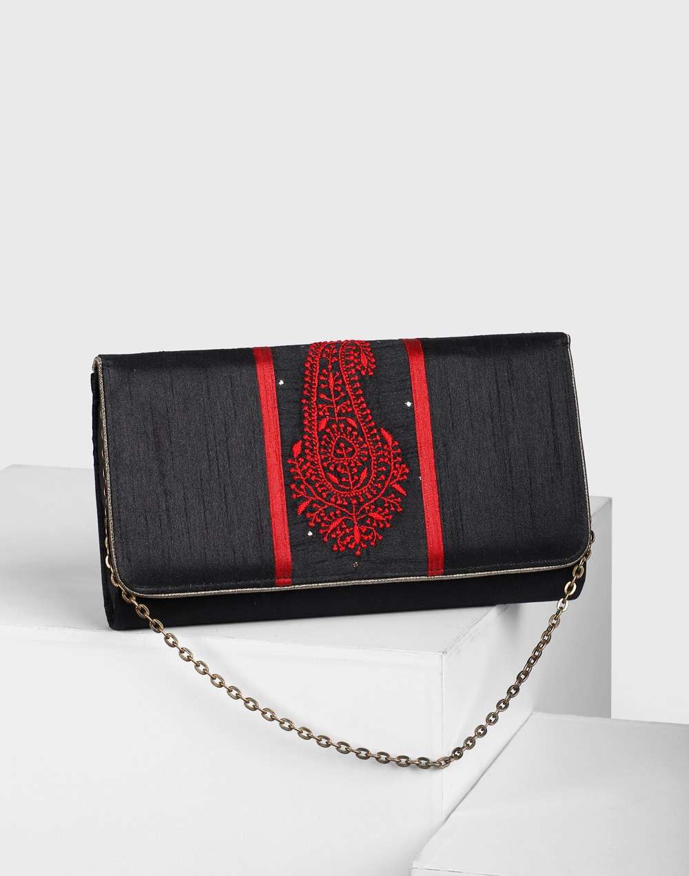 Poly Silk Chiikankari Clutch Bag