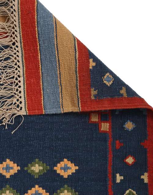 Buy Indigo Chaupad Cotton Hand Woven Dhurrie Online at Fabindia | 20236051