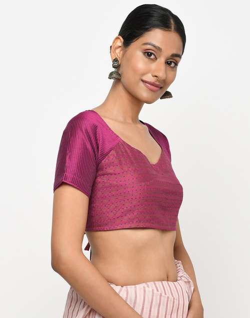 Pink Backless Printed Blouse Pink Backless Printed Blouse