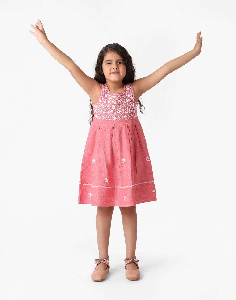Cotton Chambray Embroidered Dress