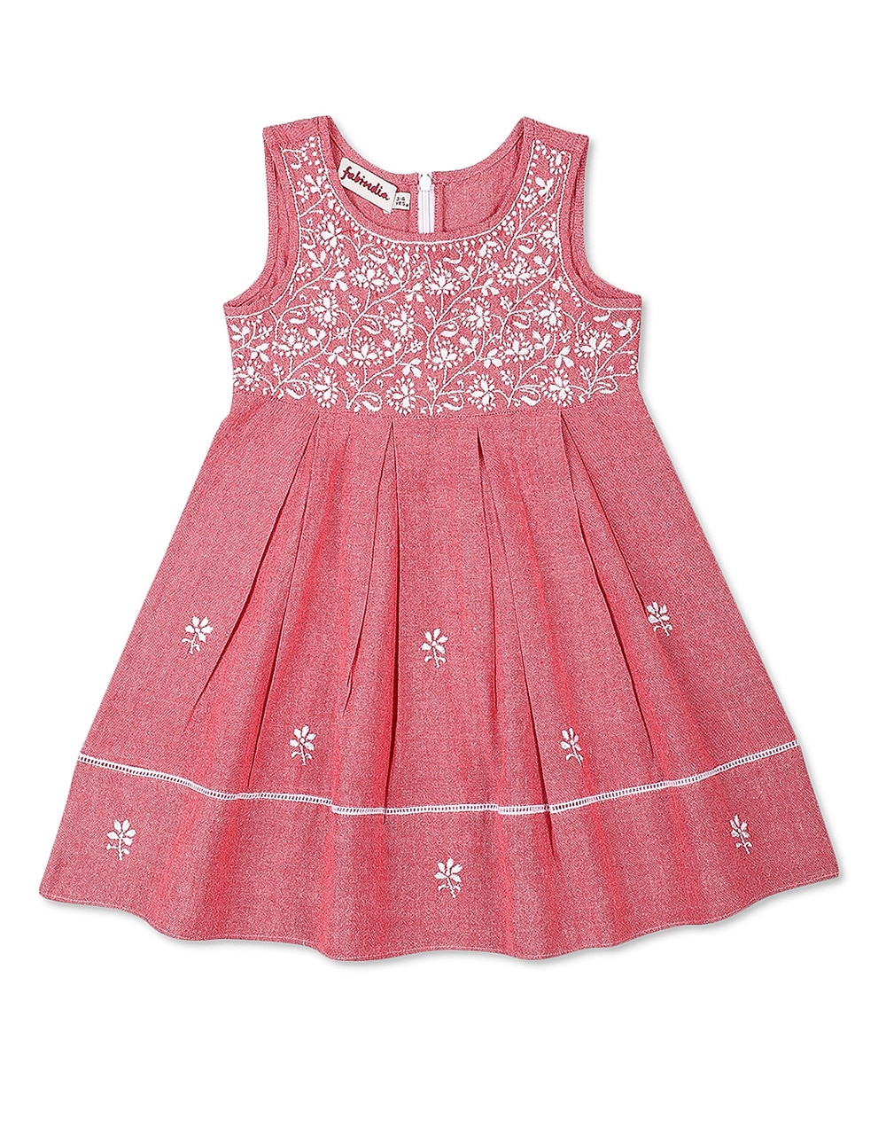 Cotton Chambray Embroidered Dress