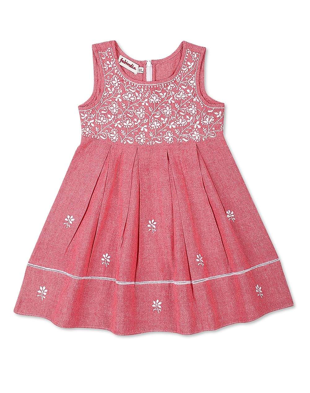 Cotton Chambray Embroidered Dress