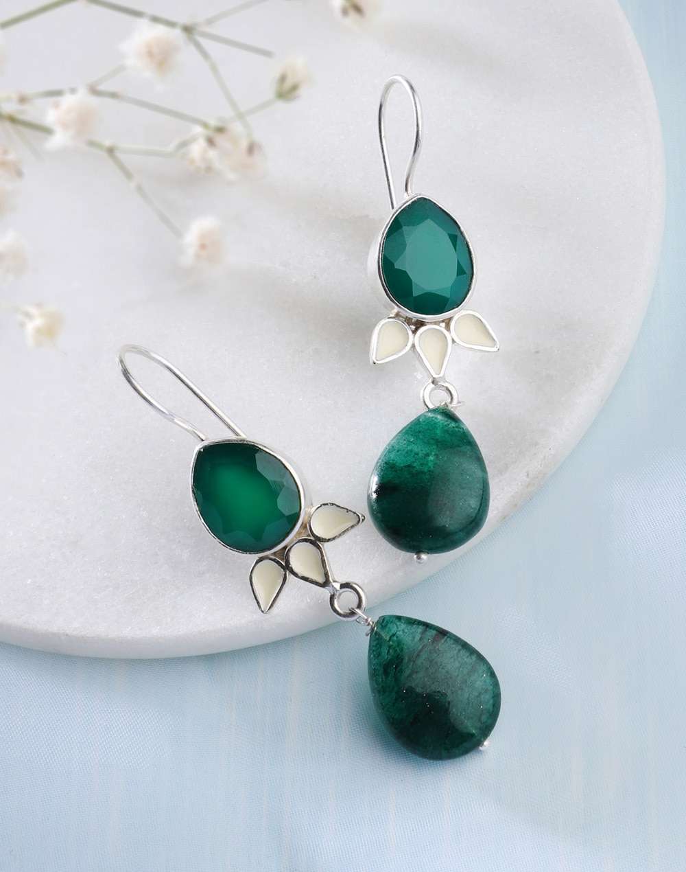 Silver Ethnic Dangler Earrings