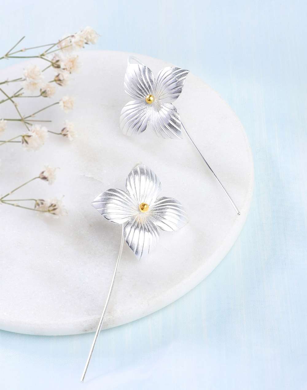 Silver Two Tone Dangler Earrings