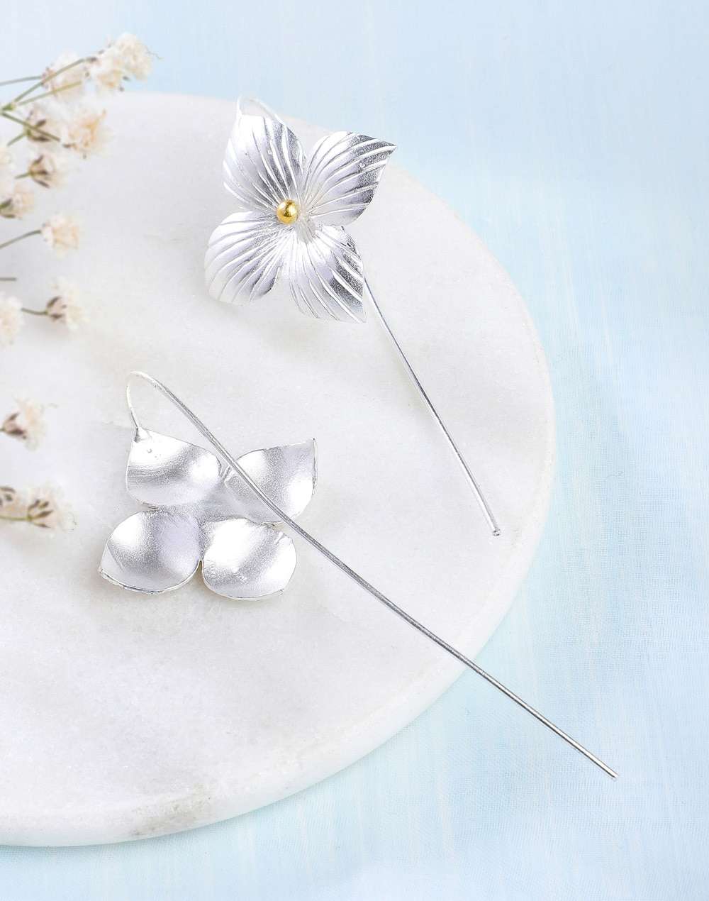 Silver Two Tone Dangler Earrings