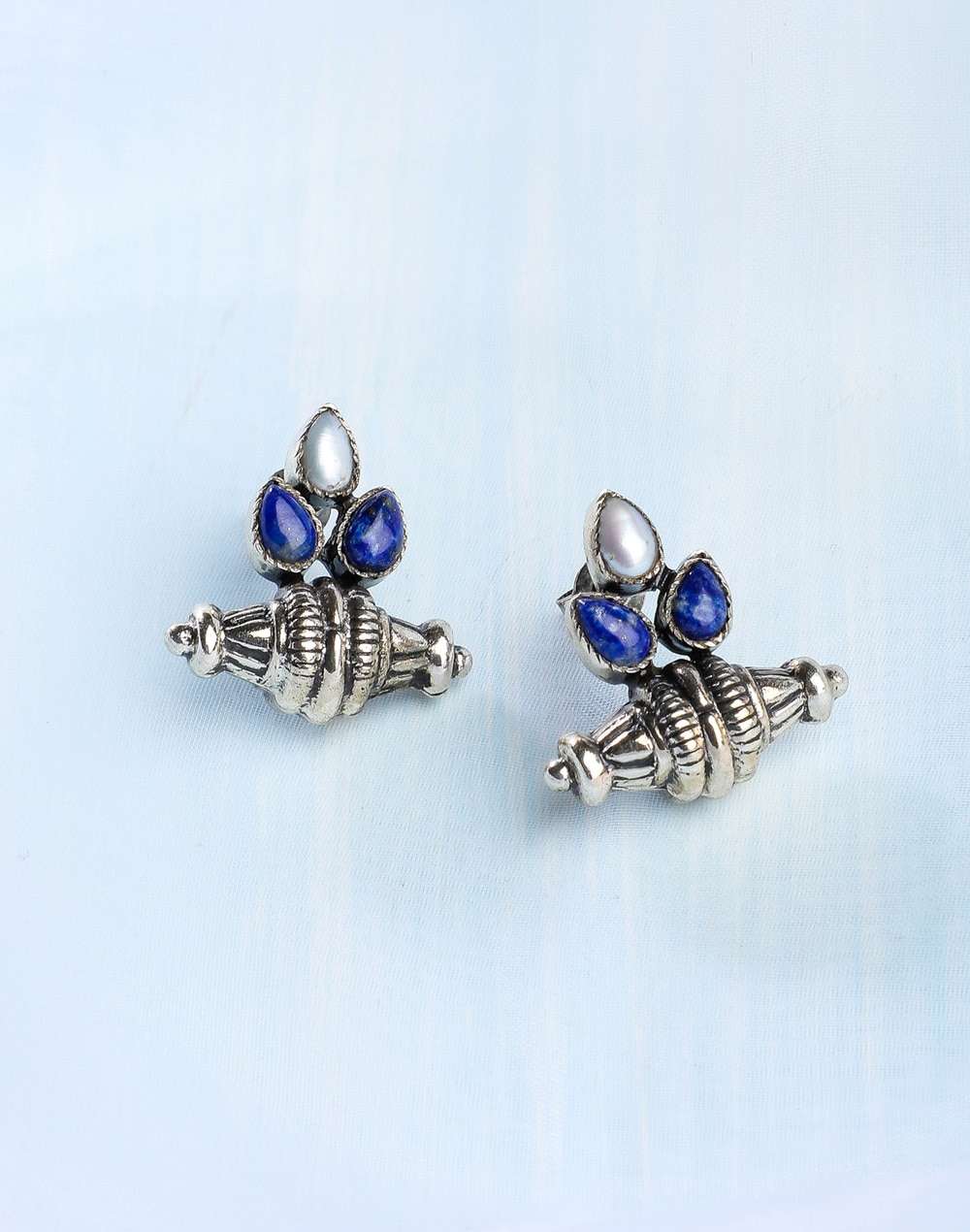 Silver Ethnic Stud Earrings