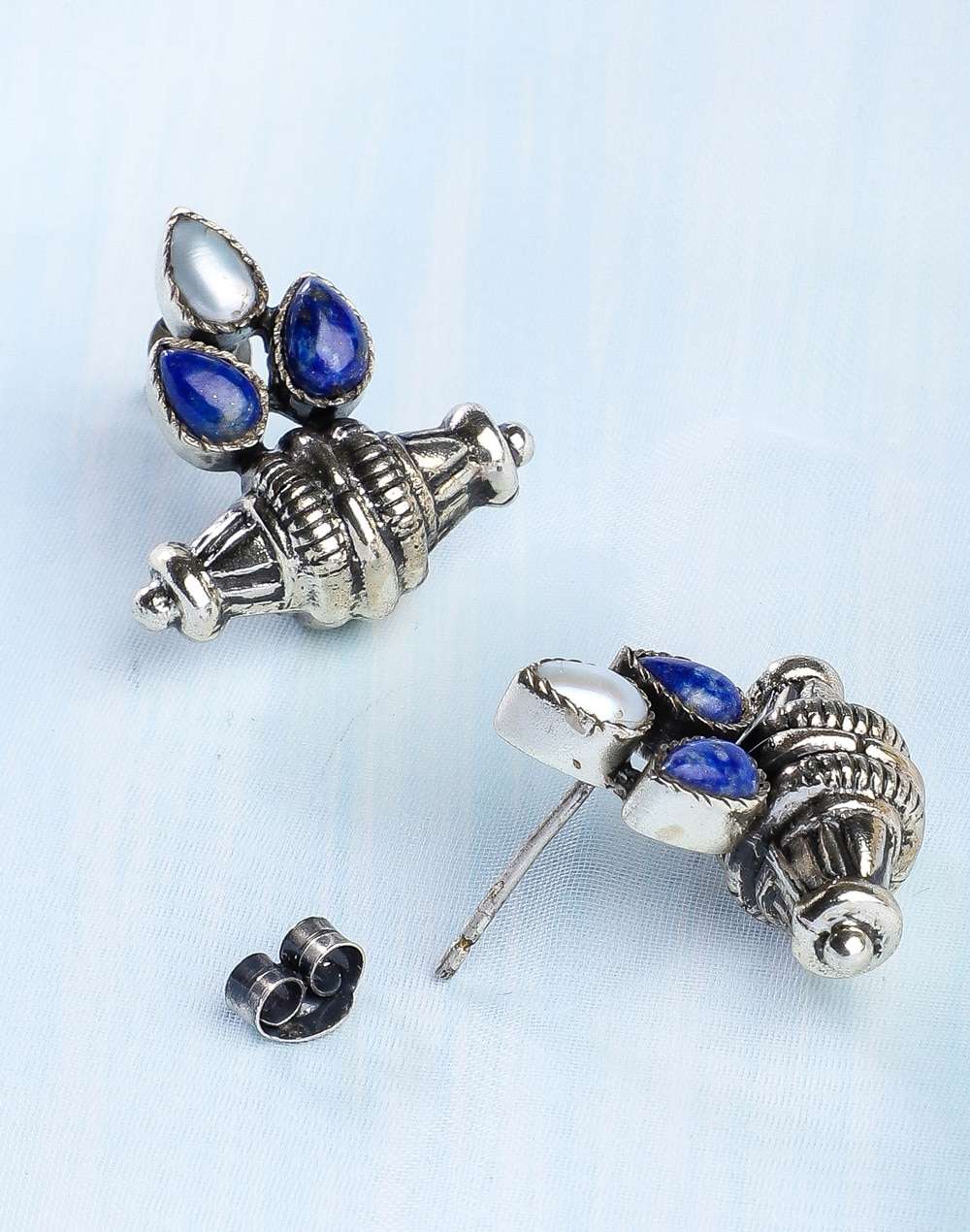 Silver Ethnic Stud Earrings