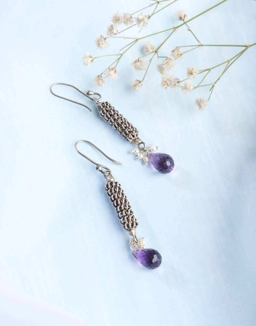 Silver Ethnic Dangler Earrings