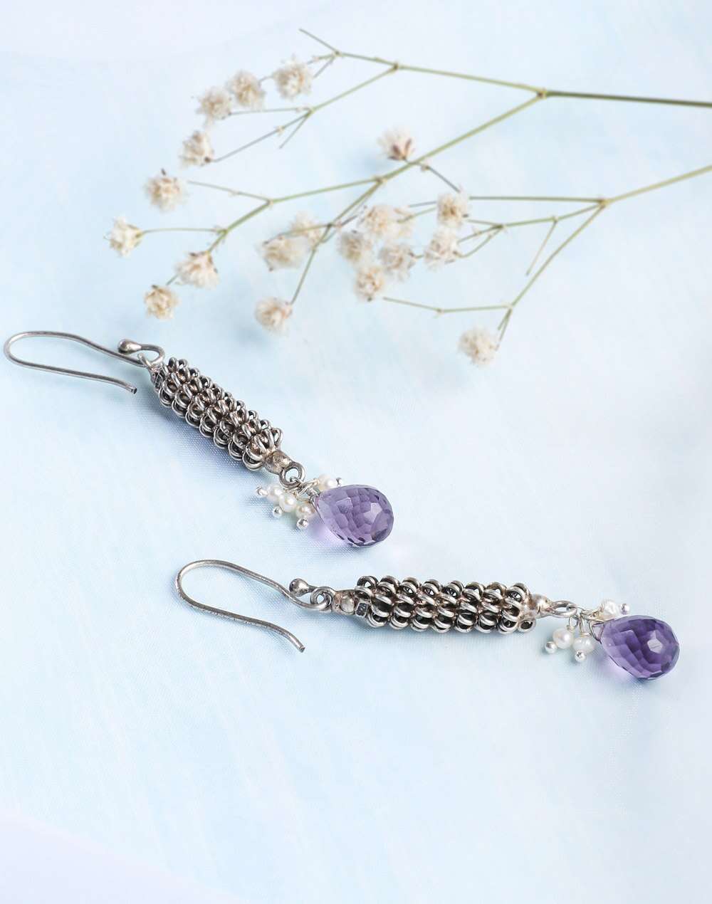 Silver Ethnic Dangler Earrings