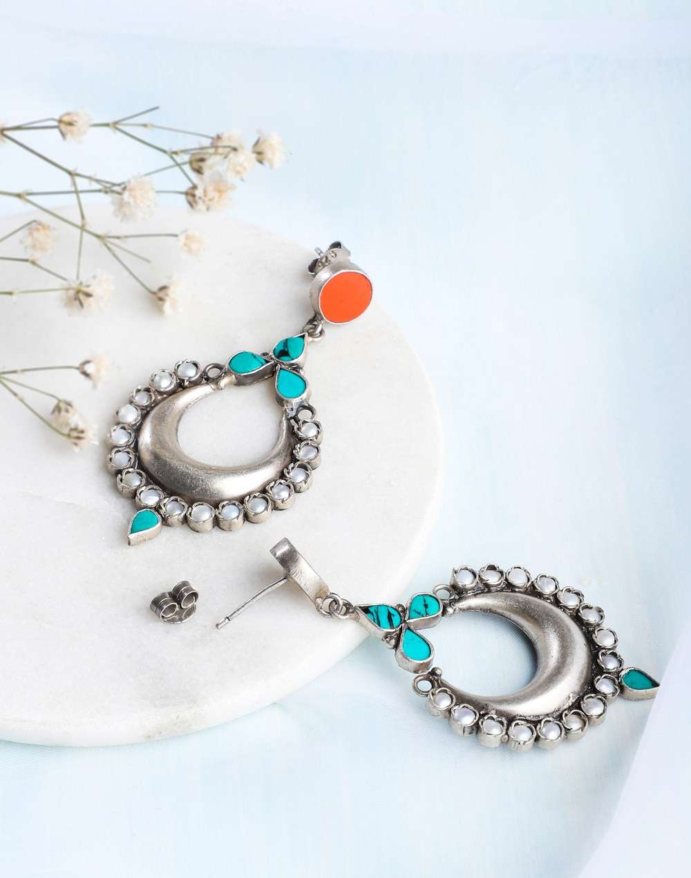 Silver Ethnic Dangler Earrings