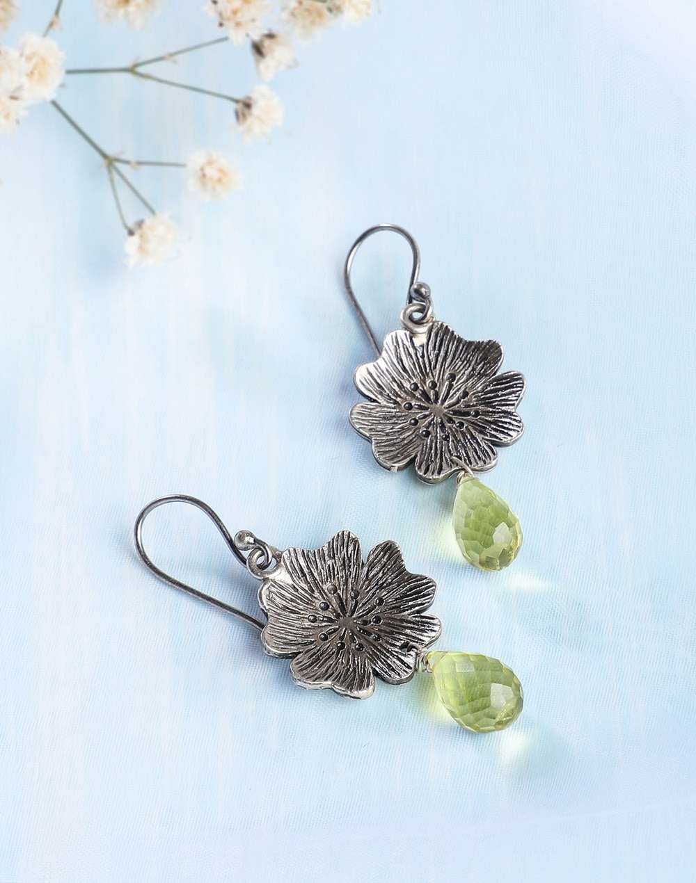 Silver Ethnic Dangler Earrings