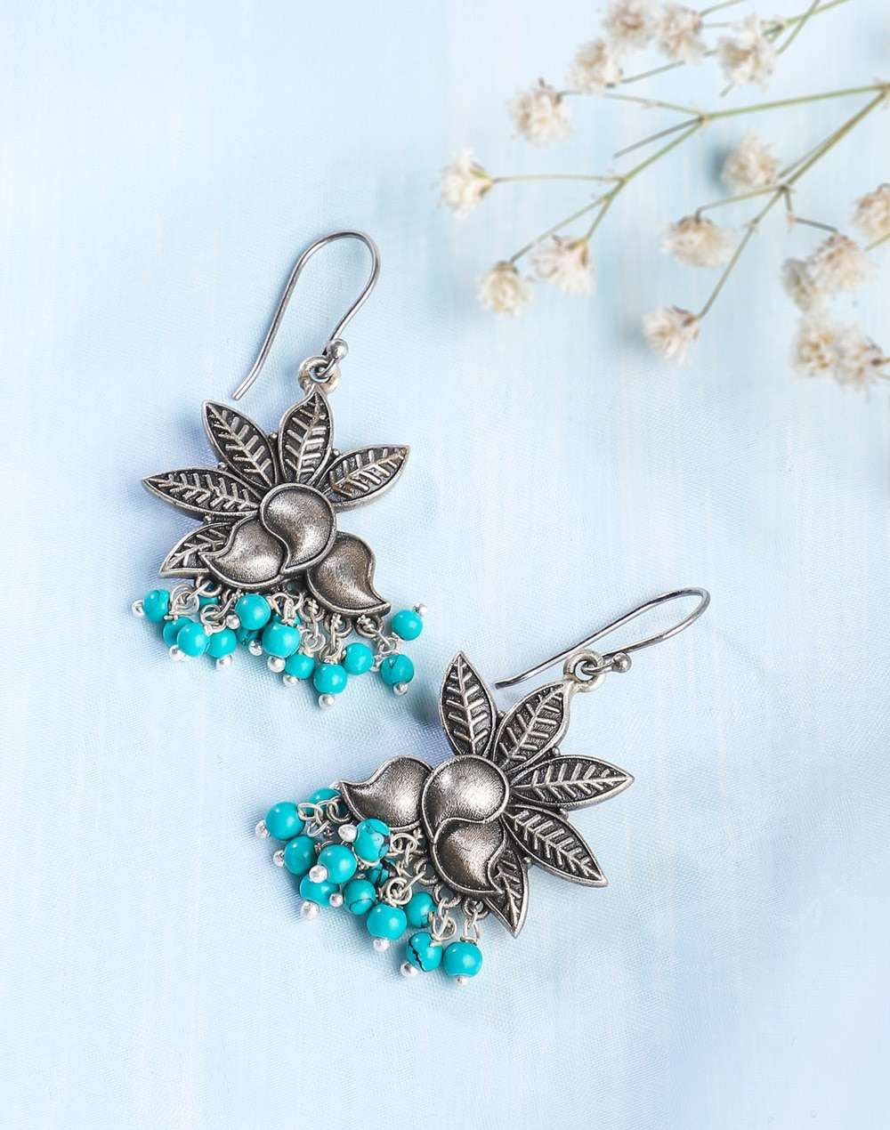 Silver Ethnic Dangler Earrings