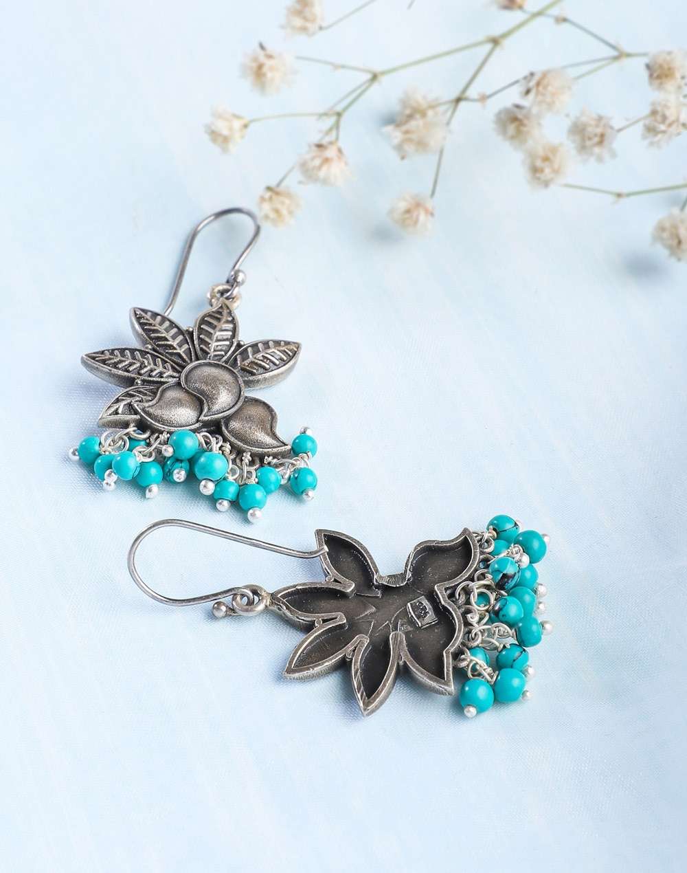 Silver Ethnic Dangler Earrings