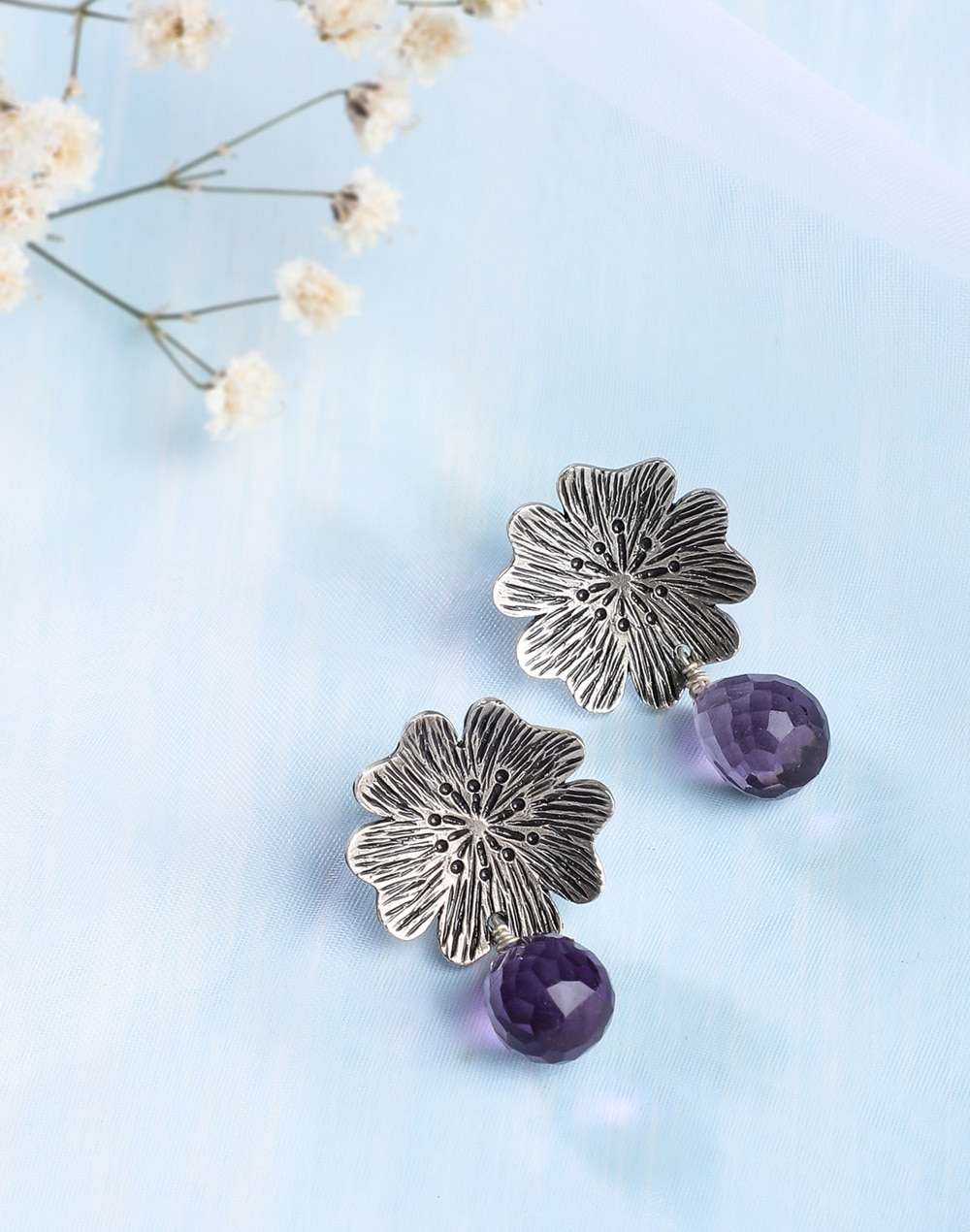 Silver Ethnic Dangler Earrings
