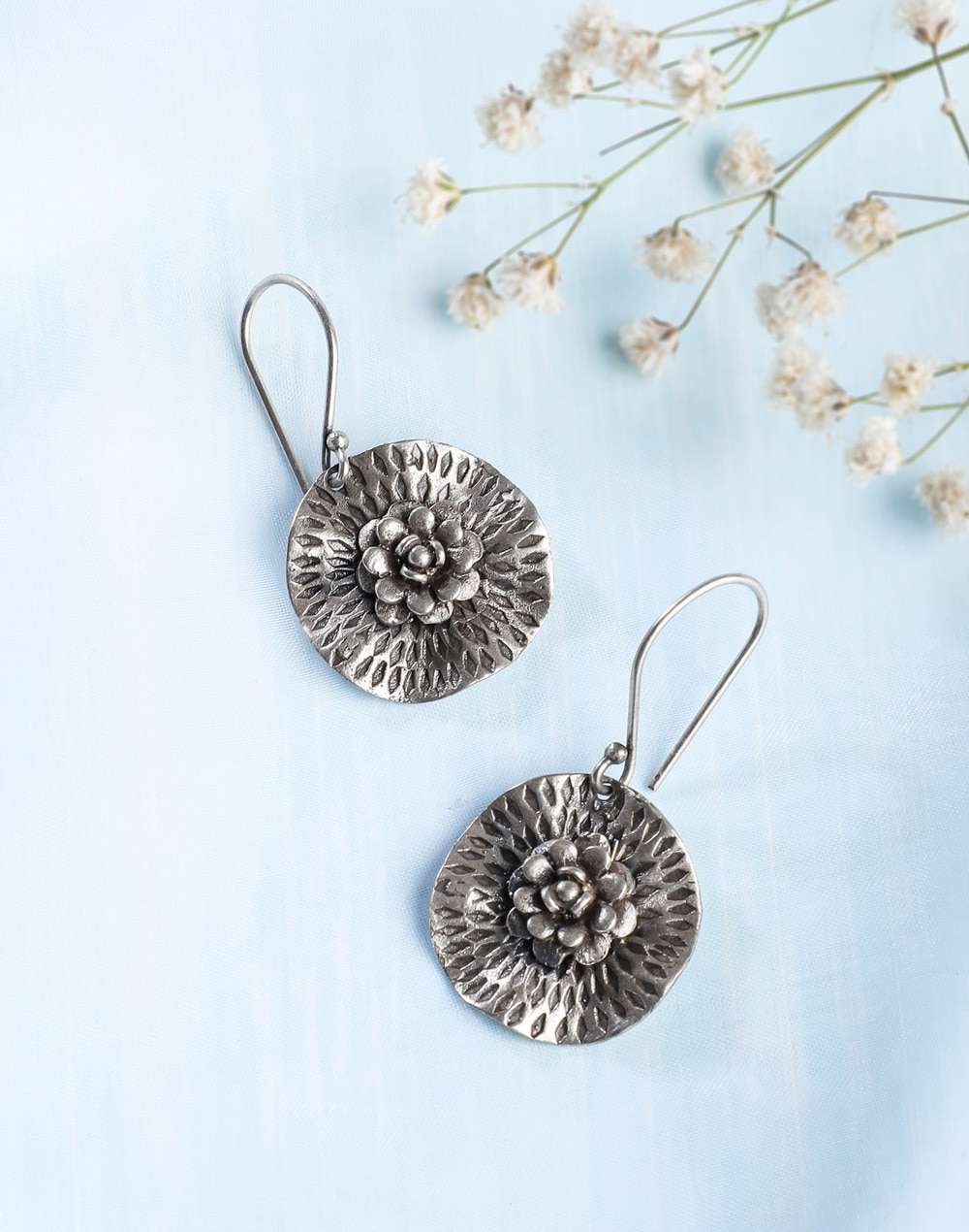 Silver Ethnic Dangler Earrings