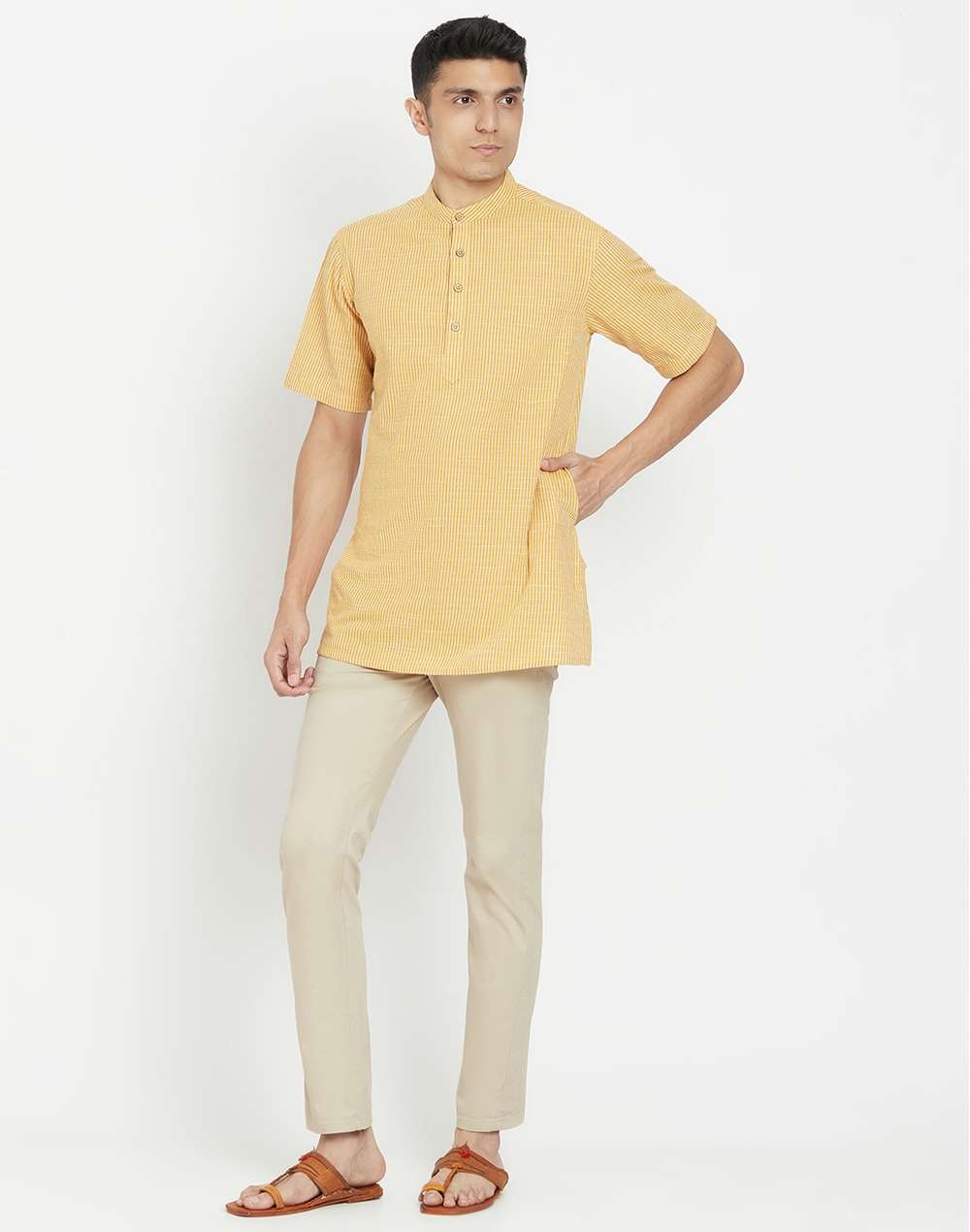 Cotton Striped Short Kurta