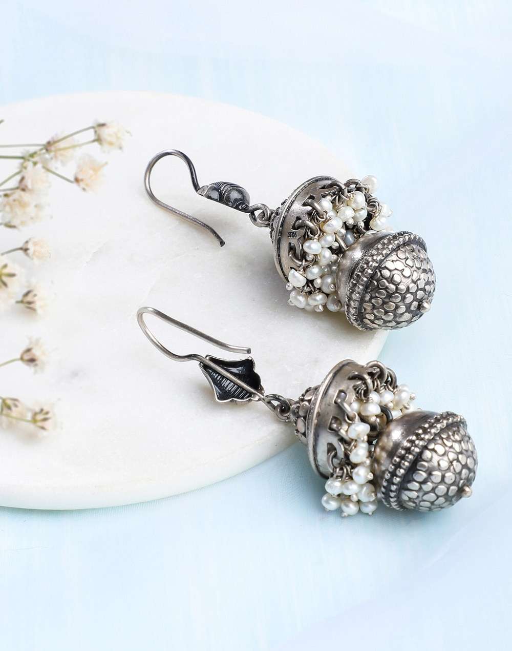 Silver Ethnic Jhumka Earring