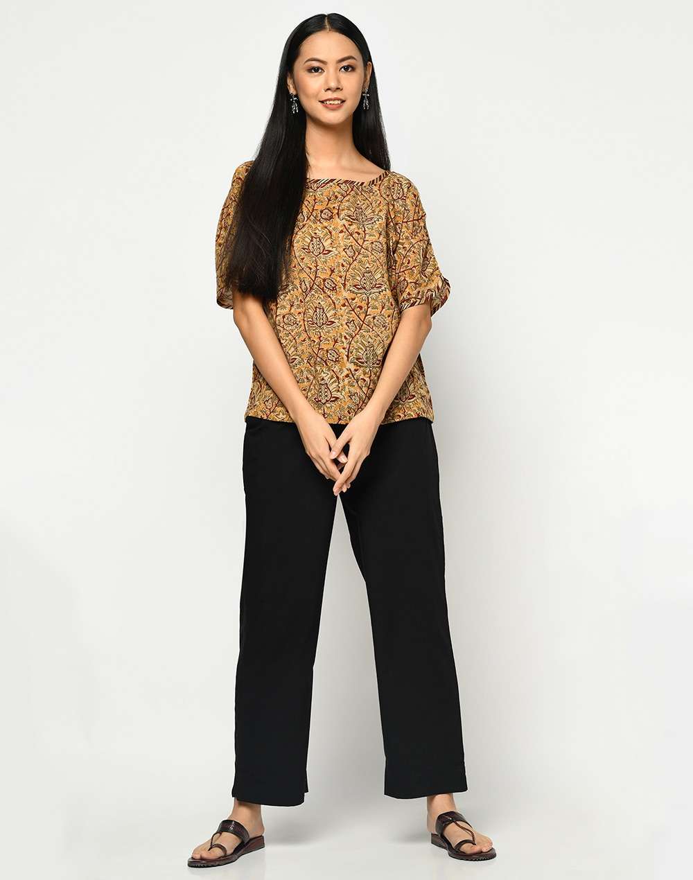 Modal Kalamkari Kimono Sleeves Top