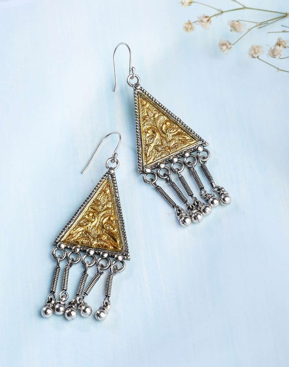 Silver Two Tone Jhumka Earrings