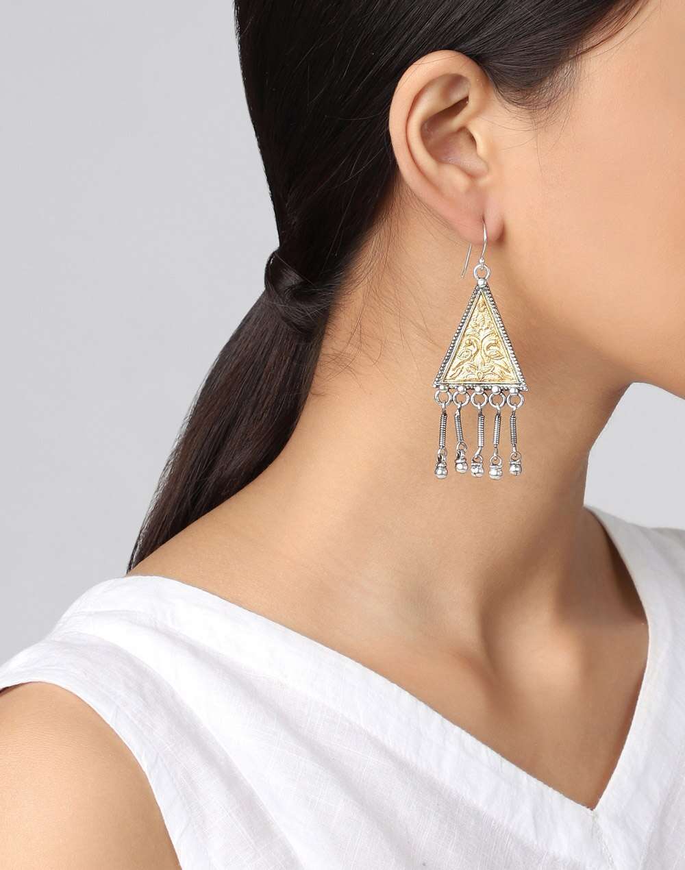Silver Two Tone Jhumka Earrings
