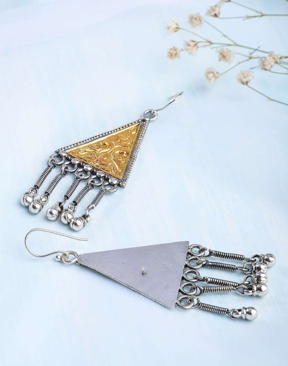 Silver Two Tone Jhumka Earrings
