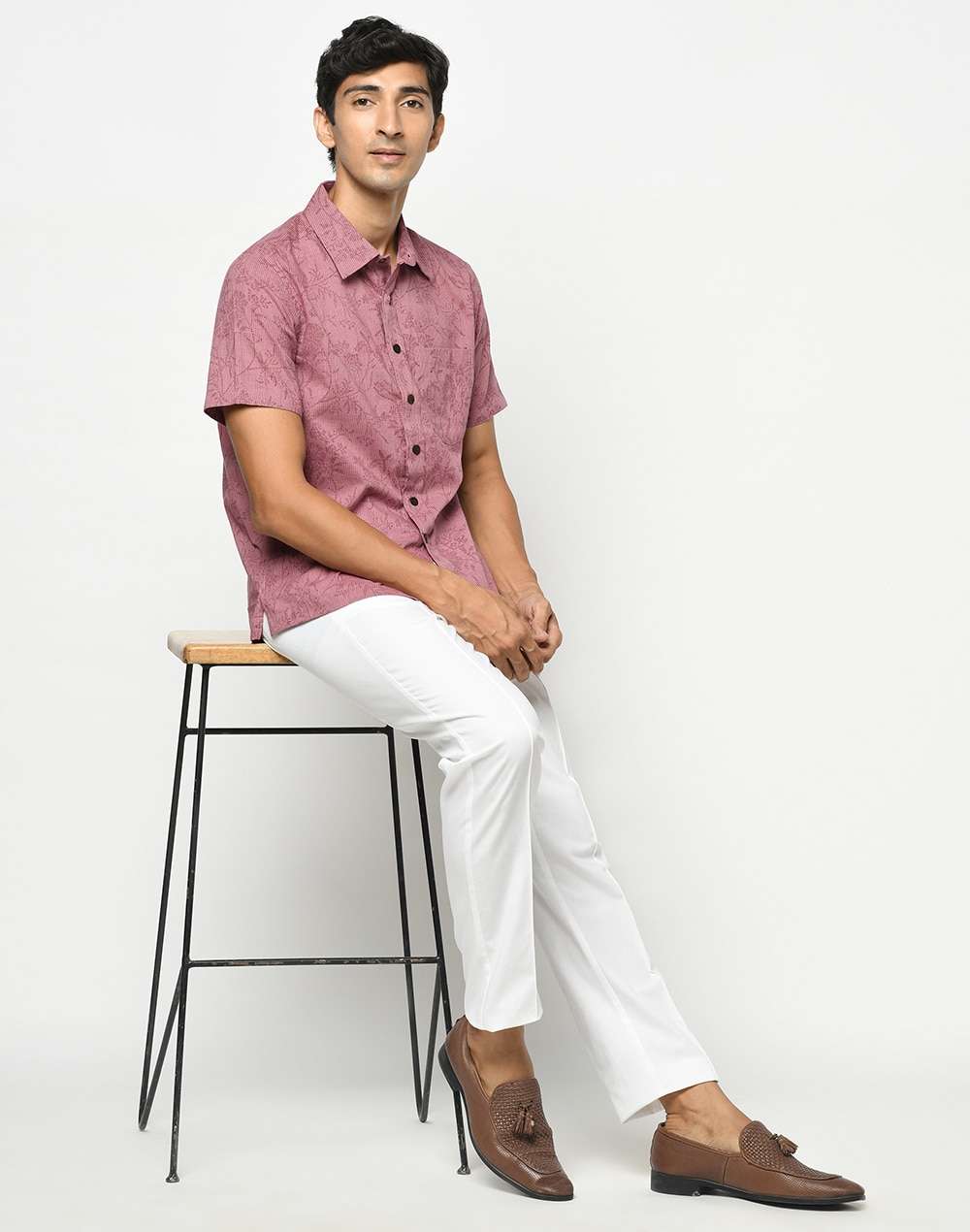 Cotton Slub Block Printed Shirt