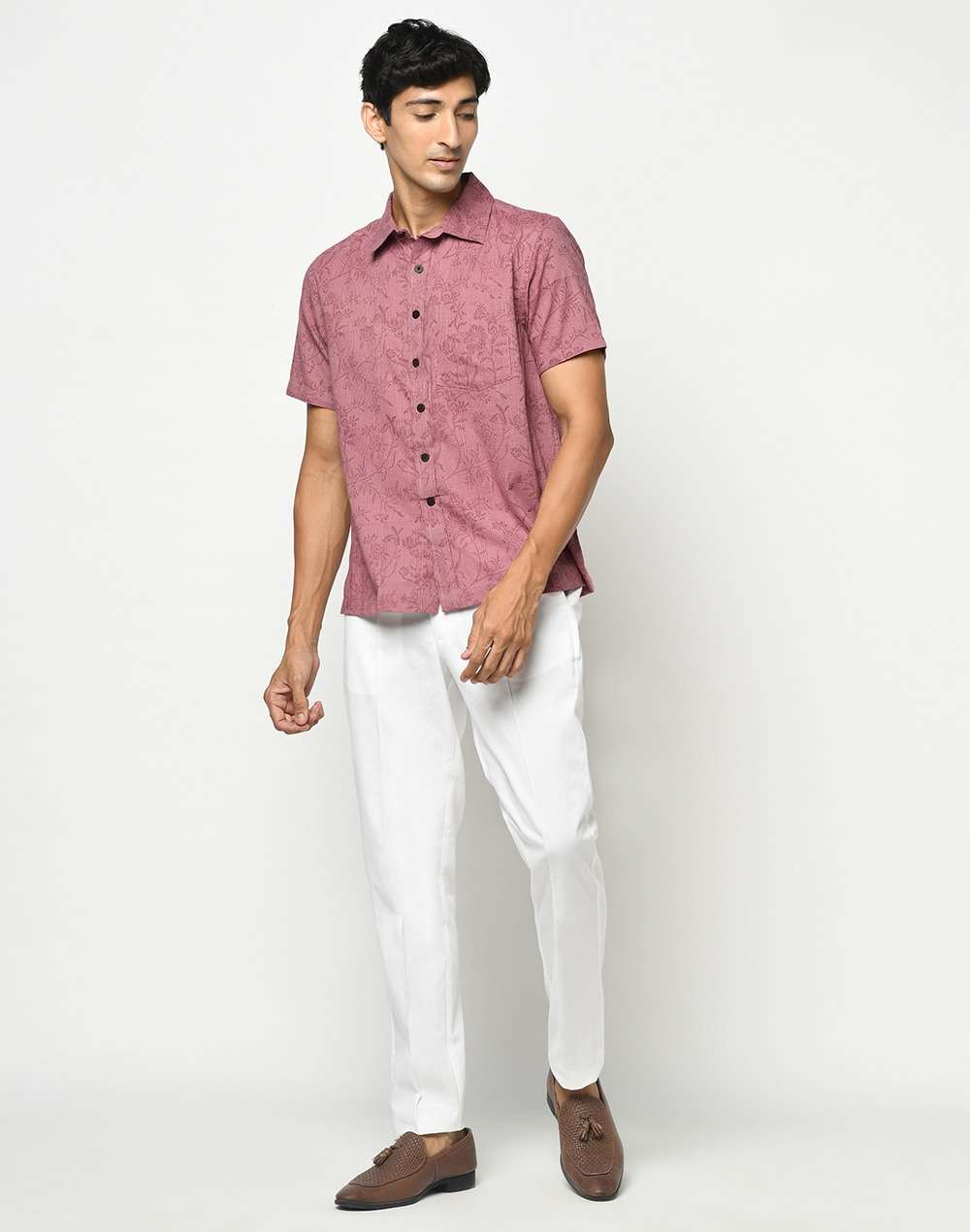Cotton Slub Block Printed Shirt
