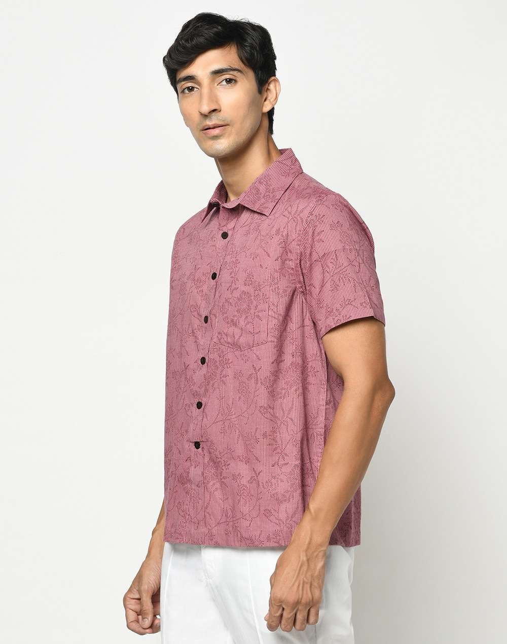 Cotton Slub Block Printed Shirt