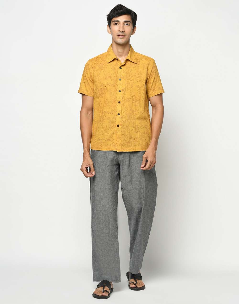 Cotton Slub Block Printed Shirt