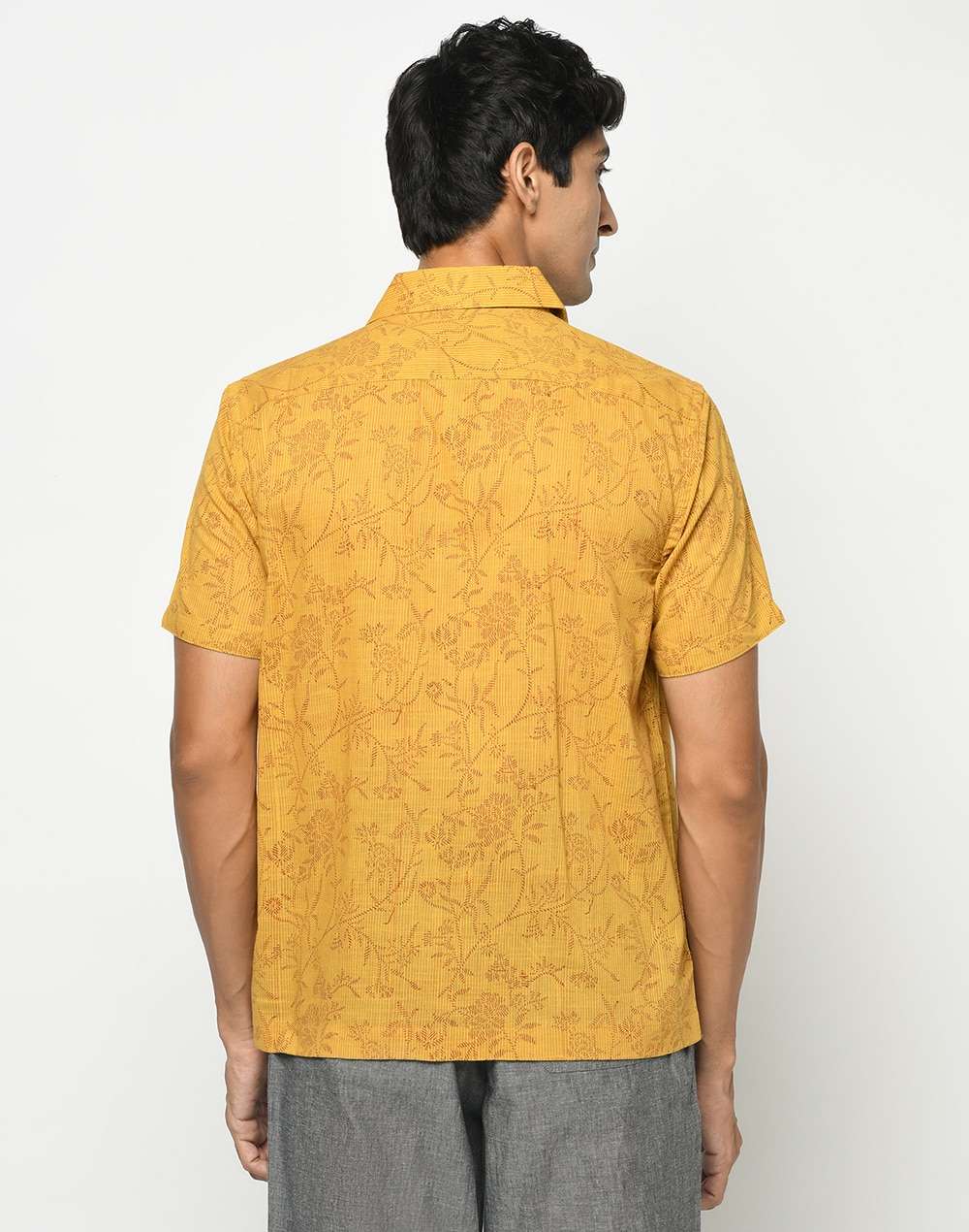 Cotton Slub Block Printed Shirt