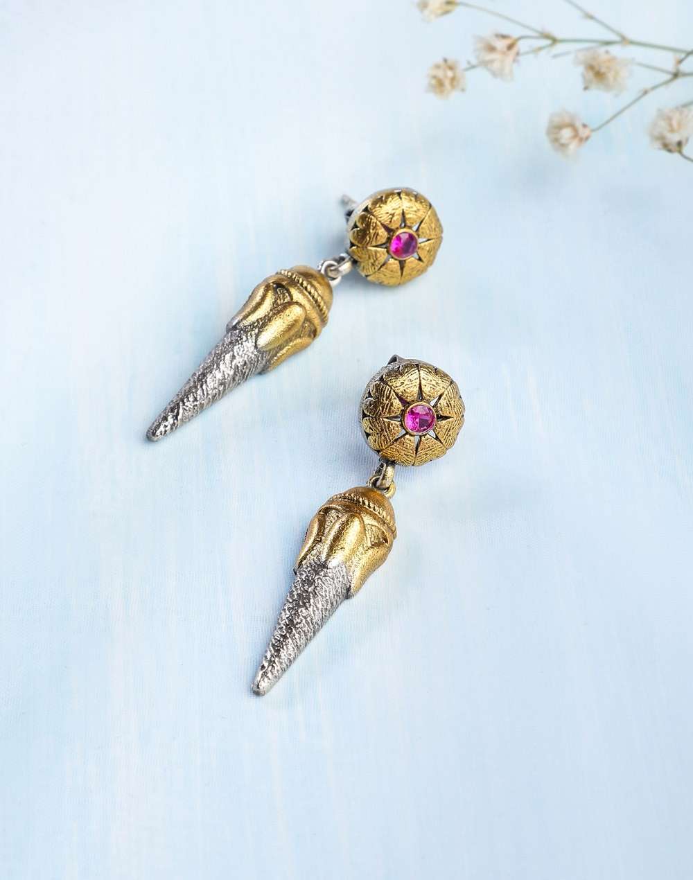 Silver Two Tone Dangler Earrings