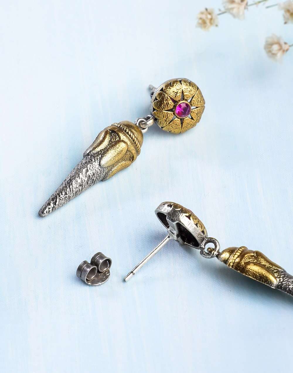 Silver Two Tone Dangler Earrings